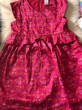 Girls' Hot Pink Floral Peplum Party Dress